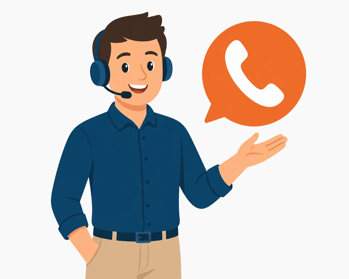 Friendly illustrated person with a headset, ready to help with a service request.